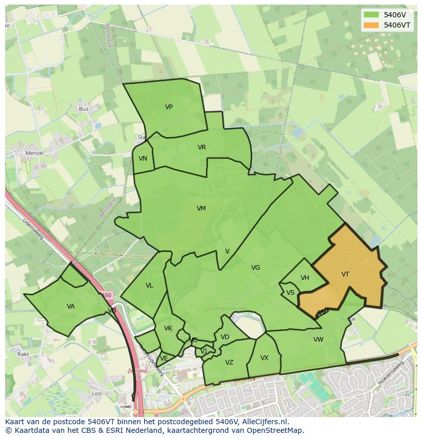 Afbeelding van het postcodegebied 5406 VT op de kaart.