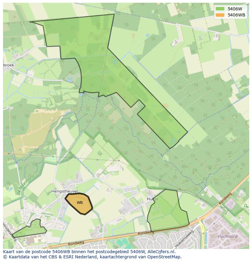 Afbeelding van het postcodegebied 5406 WB op de kaart.