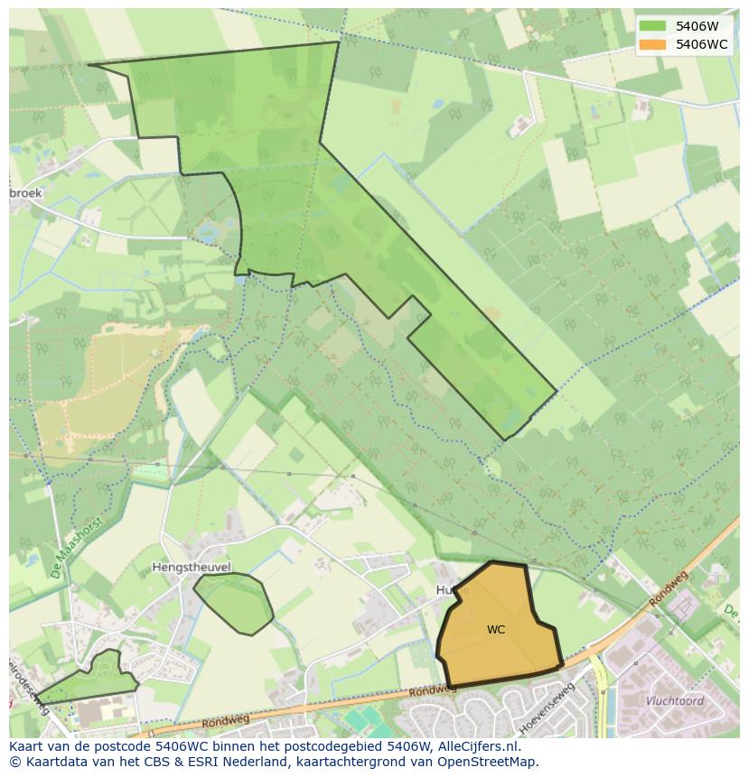 Afbeelding van het postcodegebied 5406 WC op de kaart.