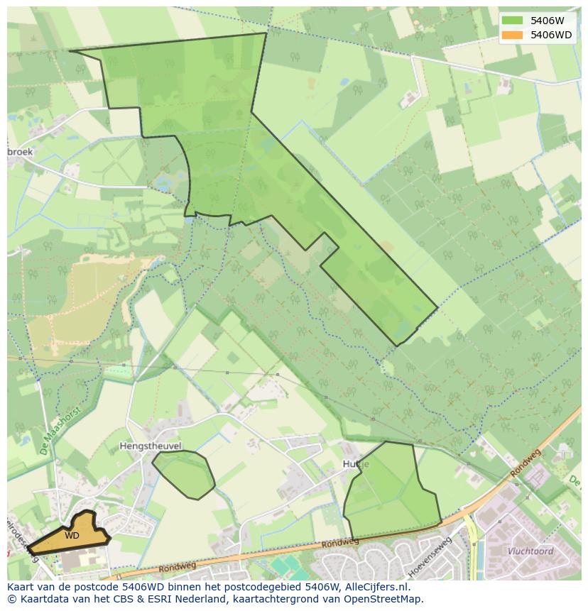 Afbeelding van het postcodegebied 5406 WD op de kaart.