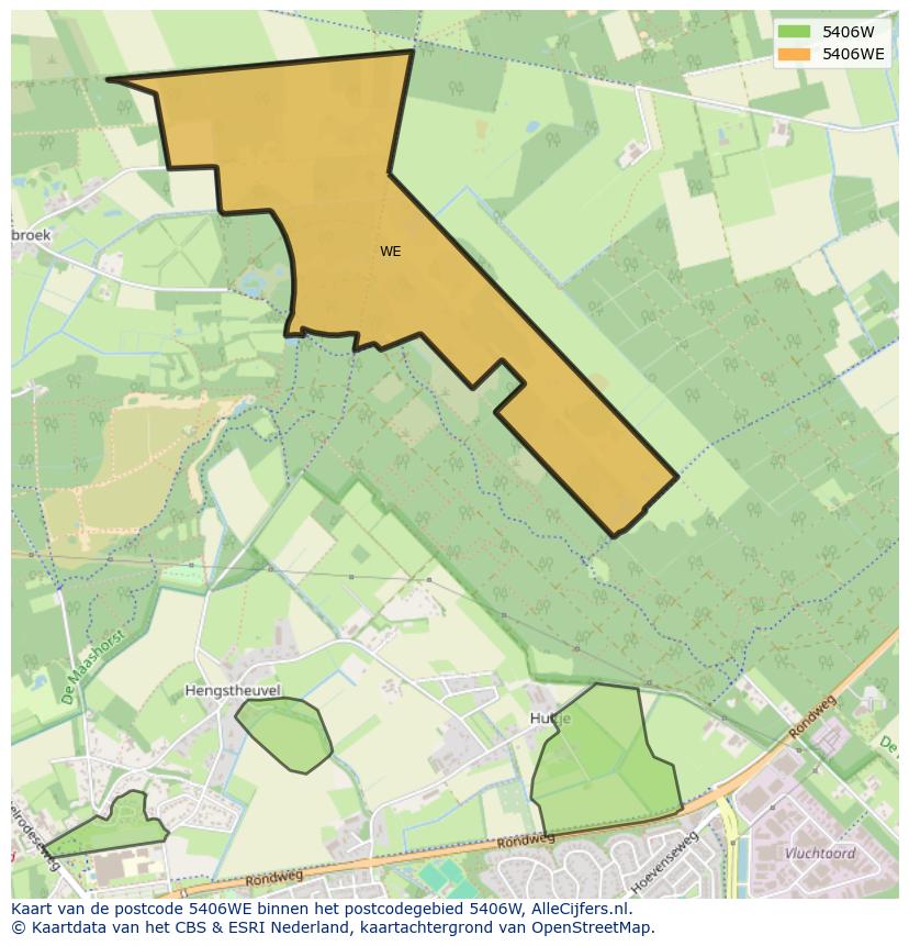 Afbeelding van het postcodegebied 5406 WE op de kaart.