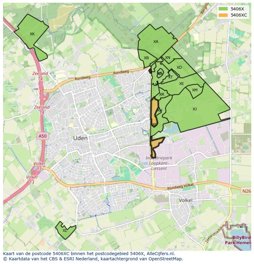 Afbeelding van het postcodegebied 5406 XC op de kaart.