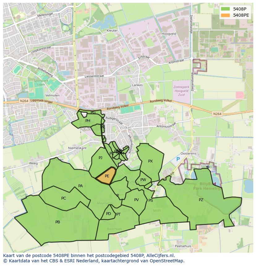 Afbeelding van het postcodegebied 5408 PE op de kaart.