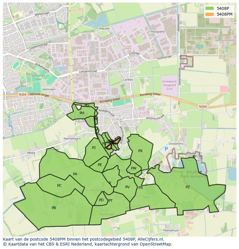 Afbeelding van het postcodegebied 5408 PM op de kaart.