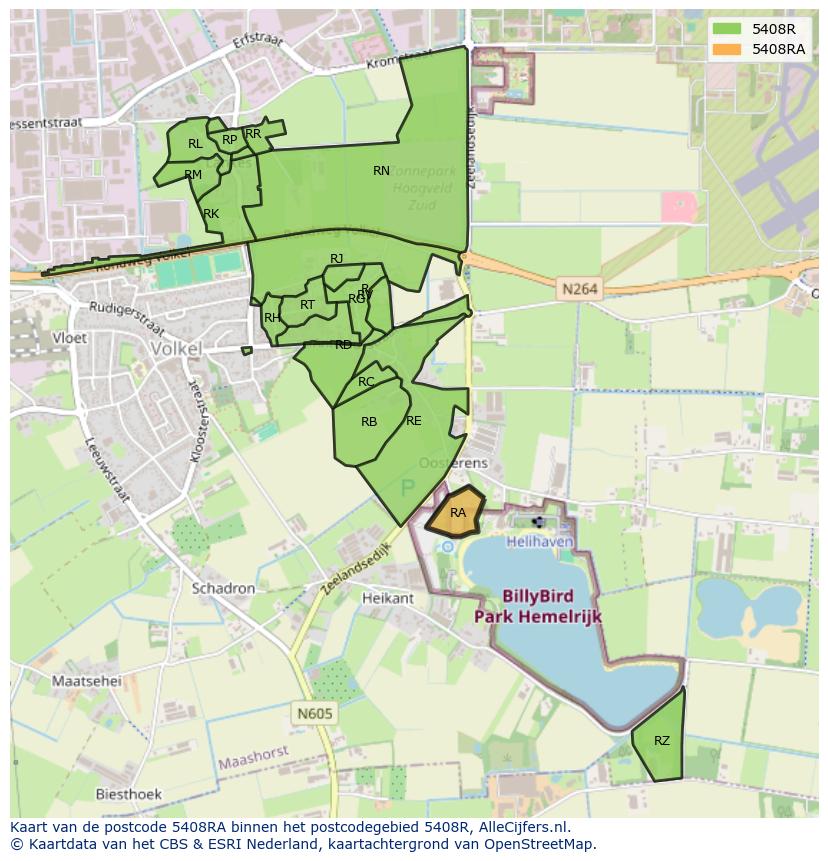 Afbeelding van het postcodegebied 5408 RA op de kaart.
