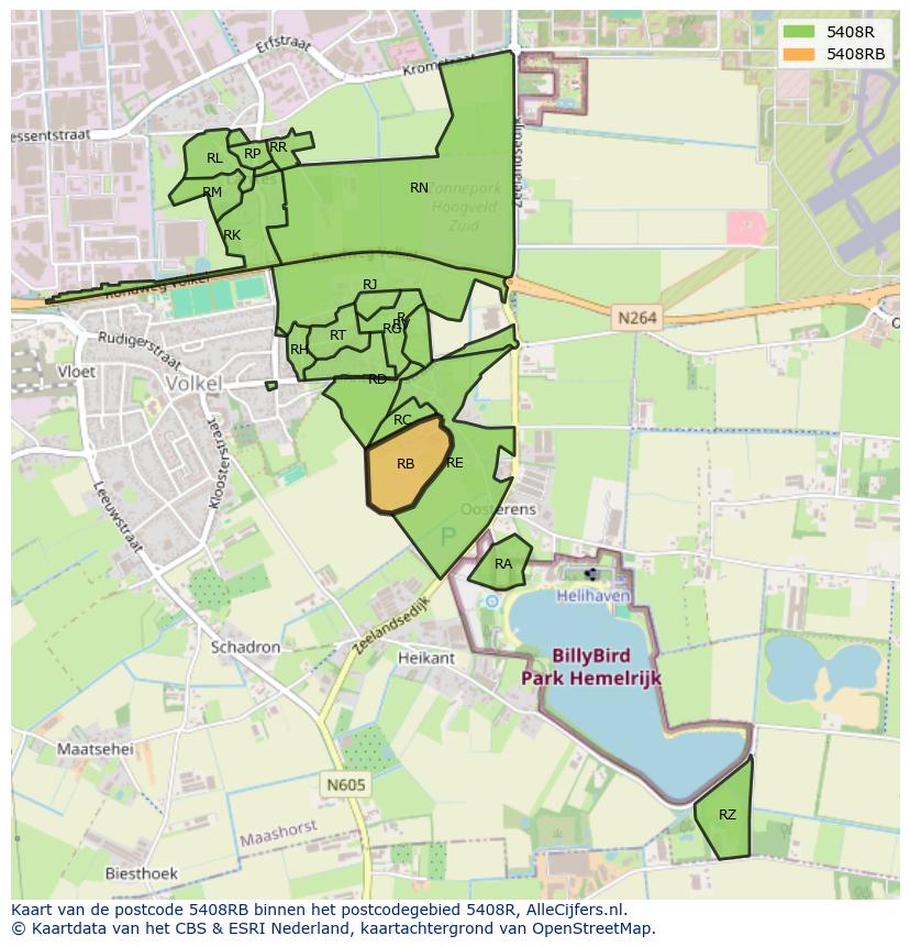 Afbeelding van het postcodegebied 5408 RB op de kaart.