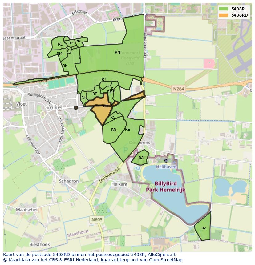Afbeelding van het postcodegebied 5408 RD op de kaart.