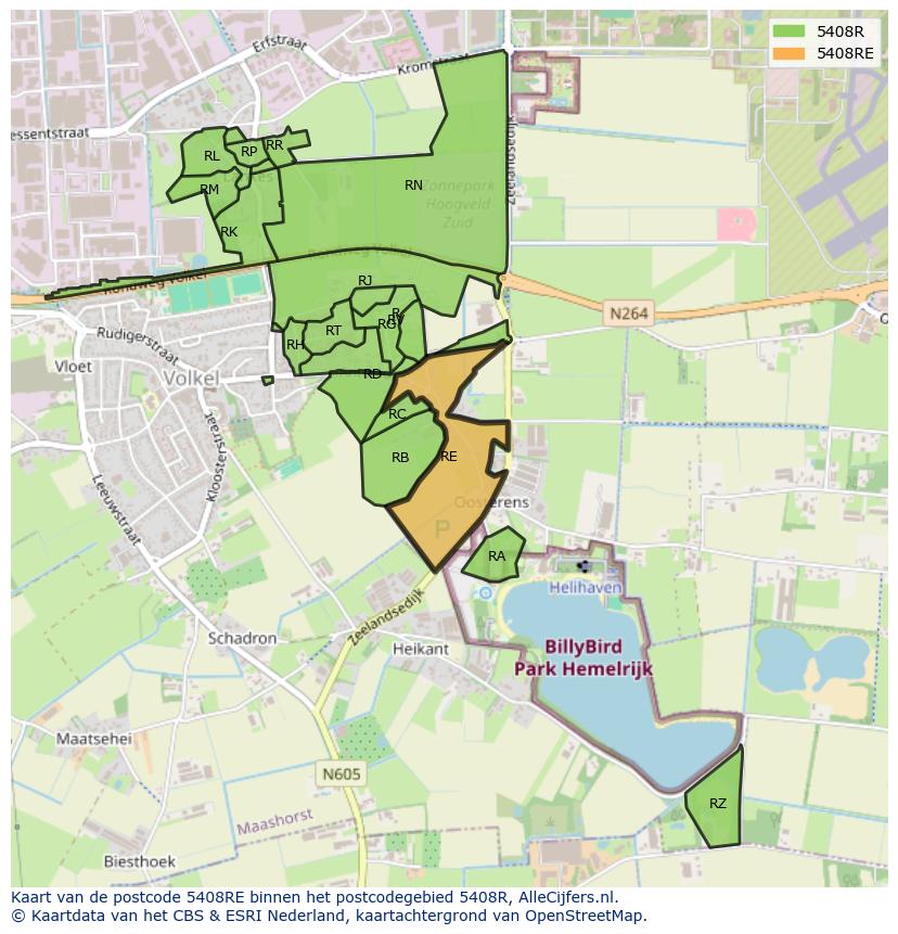 Afbeelding van het postcodegebied 5408 RE op de kaart.