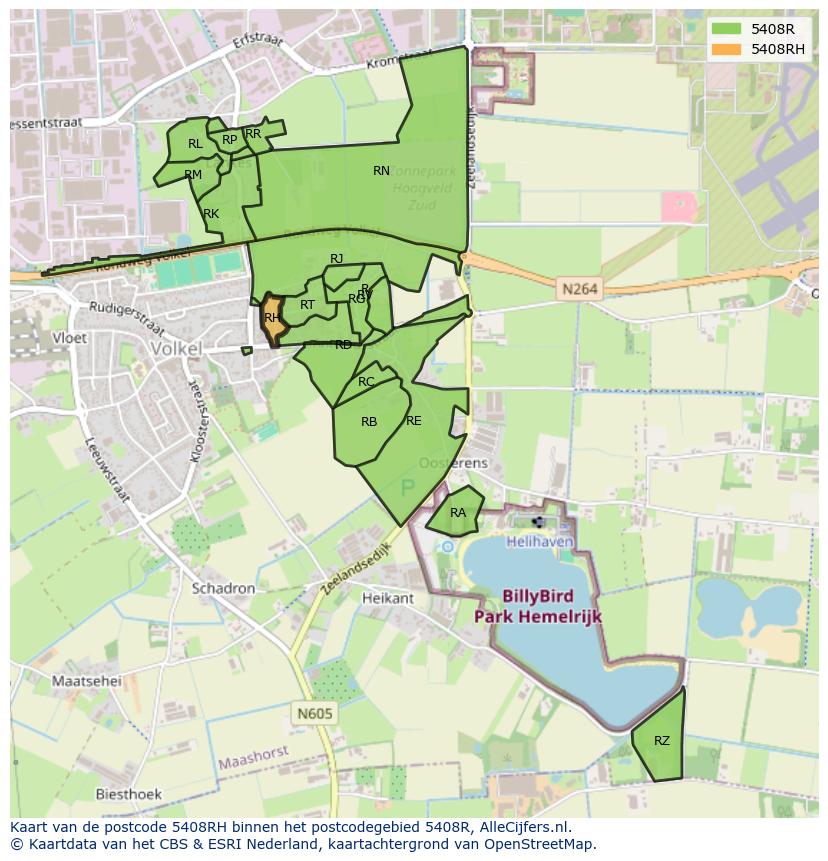 Afbeelding van het postcodegebied 5408 RH op de kaart.