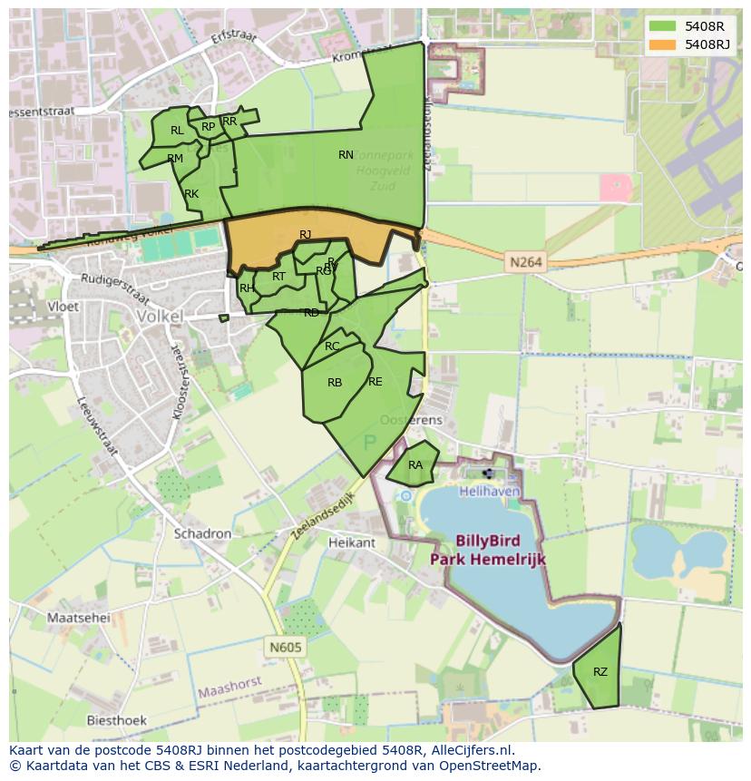 Afbeelding van het postcodegebied 5408 RJ op de kaart.