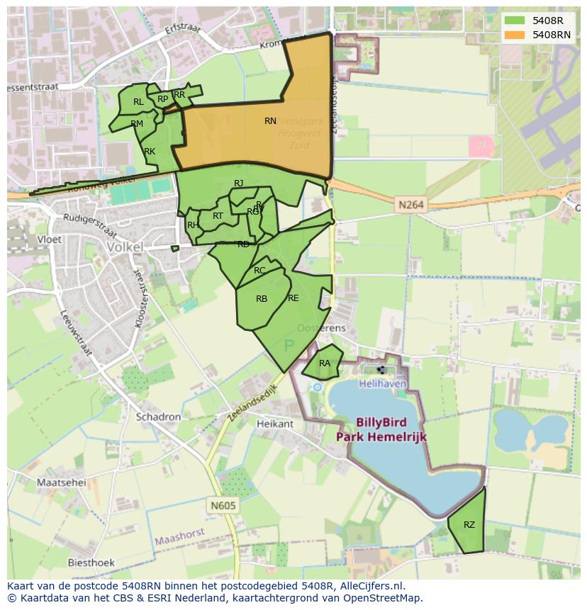 Afbeelding van het postcodegebied 5408 RN op de kaart.