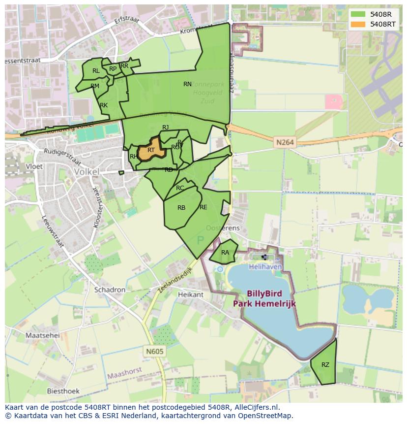 Afbeelding van het postcodegebied 5408 RT op de kaart.