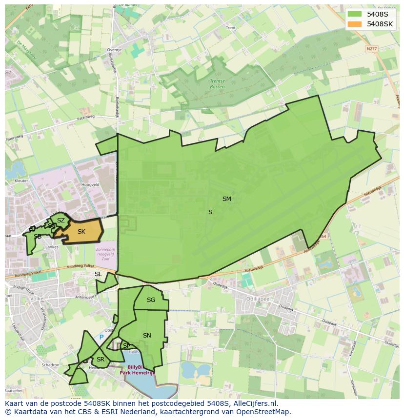 Afbeelding van het postcodegebied 5408 SK op de kaart.