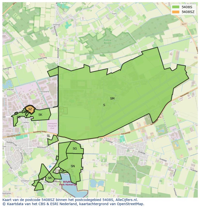 Afbeelding van het postcodegebied 5408 SZ op de kaart.