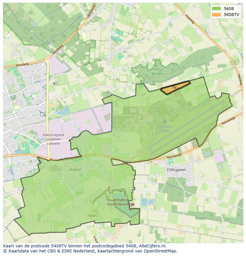 Afbeelding van het postcodegebied 5408 TV op de kaart.