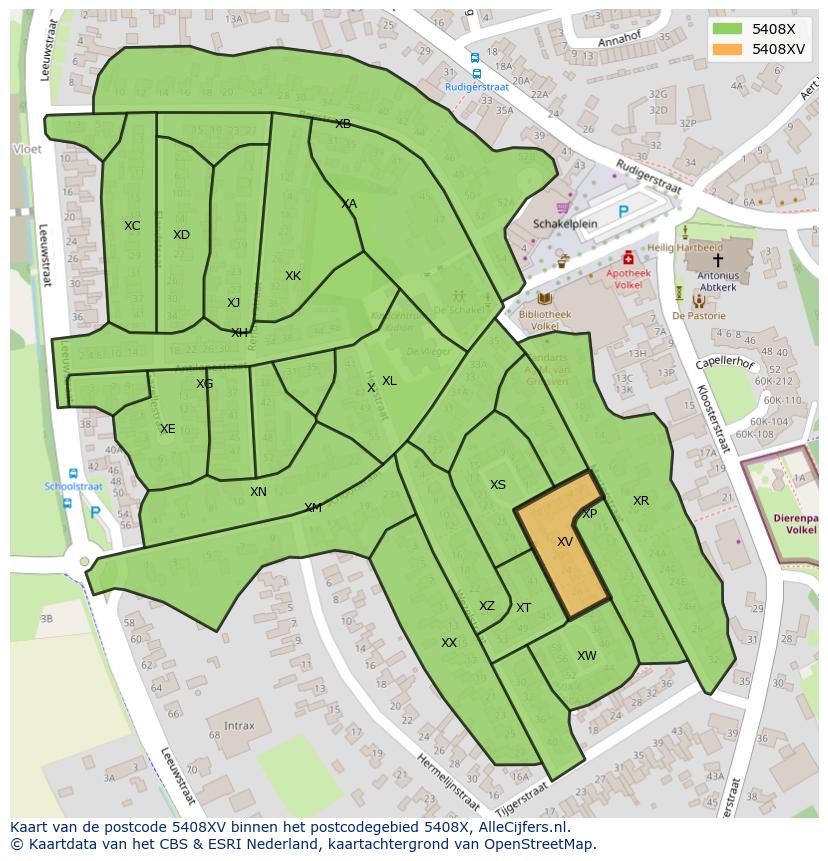 Afbeelding van het postcodegebied 5408 XV op de kaart.