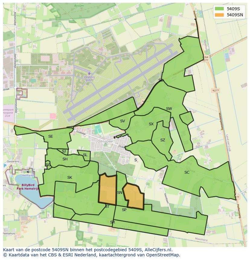 Afbeelding van het postcodegebied 5409 SN op de kaart.