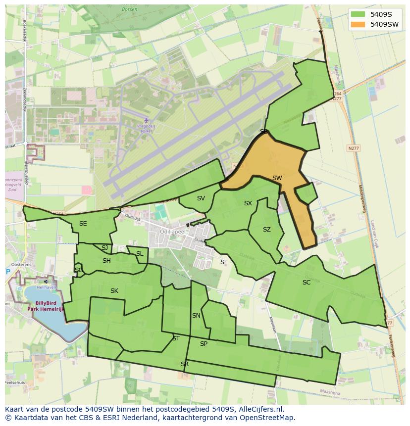 Afbeelding van het postcodegebied 5409 SW op de kaart.