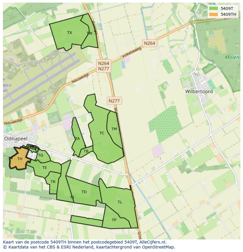 Afbeelding van het postcodegebied 5409 TH op de kaart.