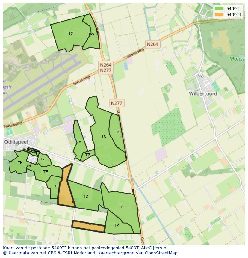 Afbeelding van het postcodegebied 5409 TJ op de kaart.