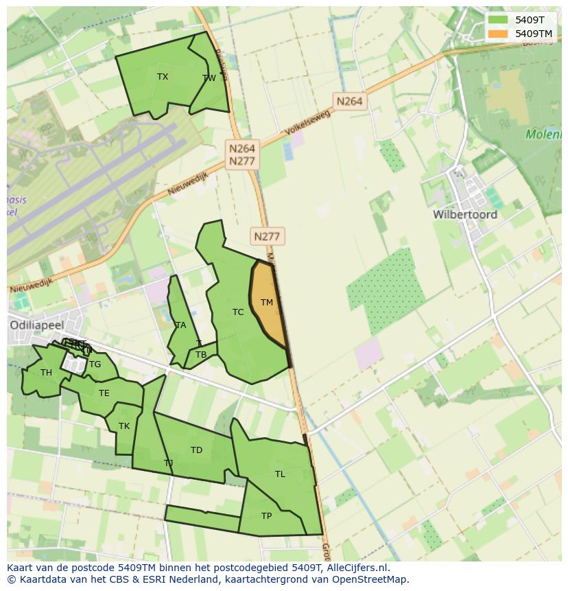 Afbeelding van het postcodegebied 5409 TM op de kaart.