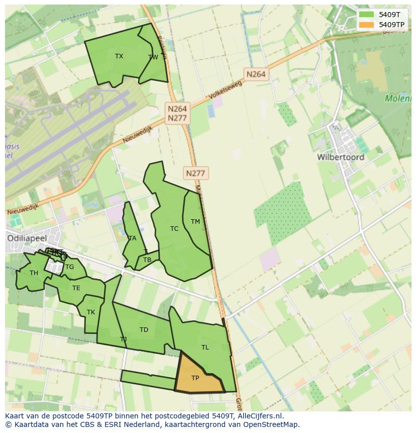 Afbeelding van het postcodegebied 5409 TP op de kaart.