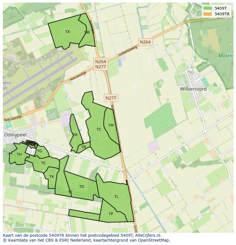 Afbeelding van het postcodegebied 5409 TR op de kaart.