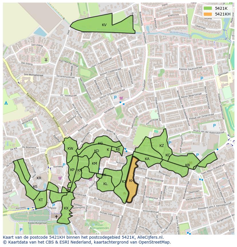 Afbeelding van het postcodegebied 5421 KH op de kaart.