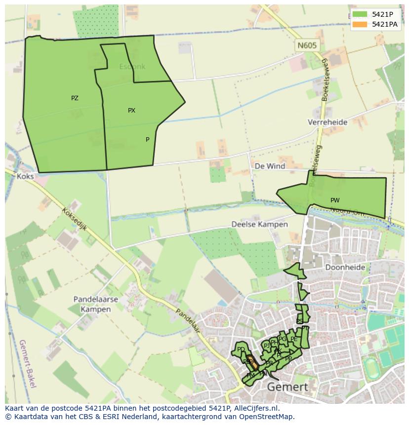 Afbeelding van het postcodegebied 5421 PA op de kaart.