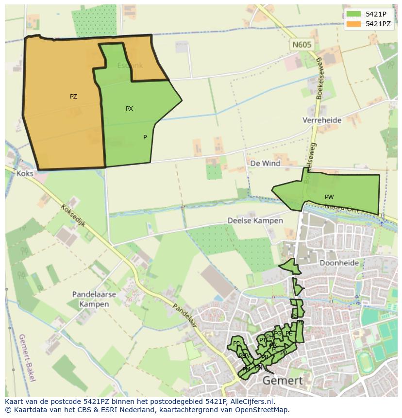 Afbeelding van het postcodegebied 5421 PZ op de kaart.