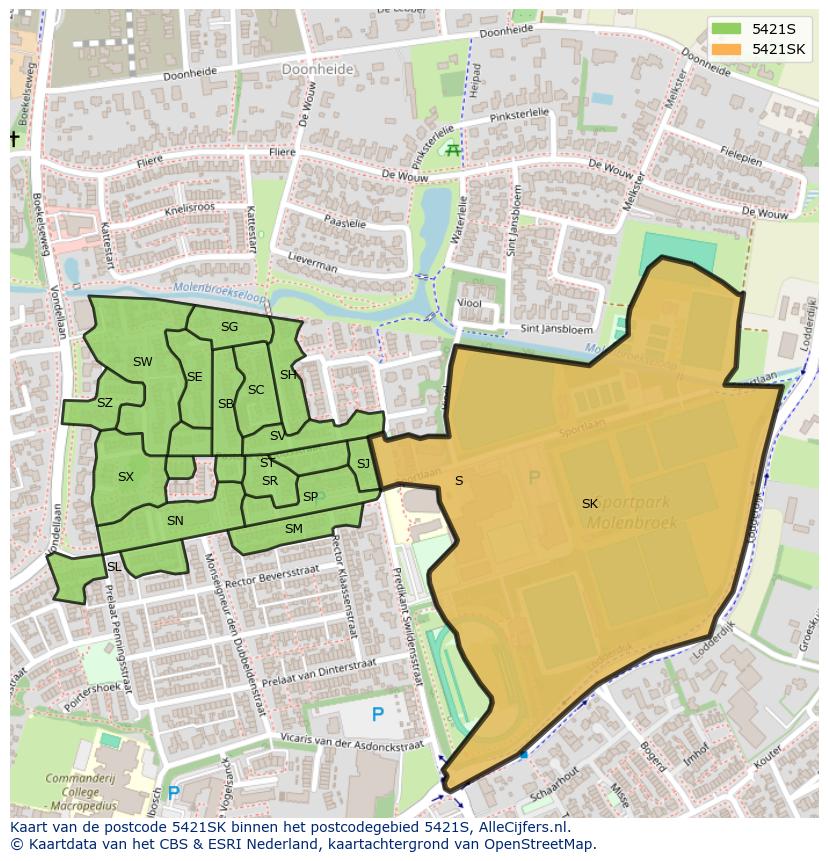 Afbeelding van het postcodegebied 5421 SK op de kaart.