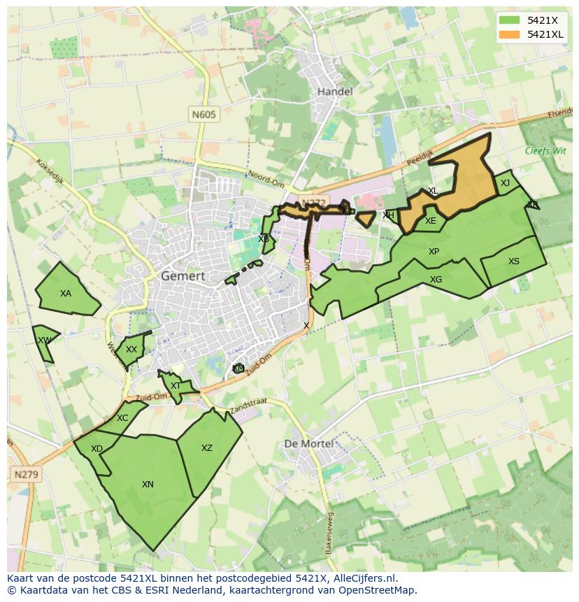 Afbeelding van het postcodegebied 5421 XL op de kaart.