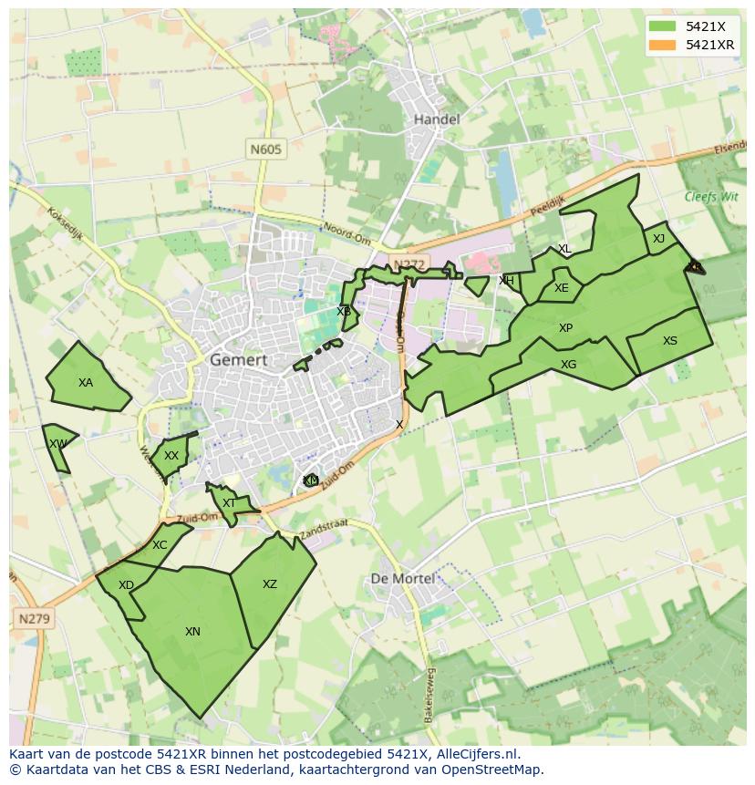Afbeelding van het postcodegebied 5421 XR op de kaart.