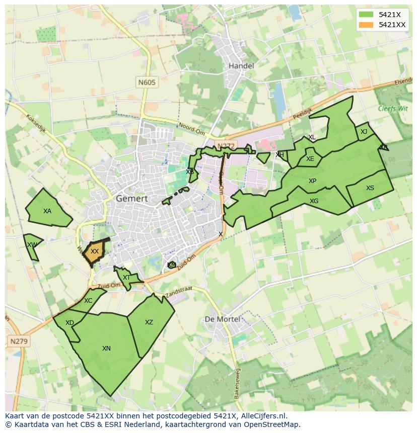 Afbeelding van het postcodegebied 5421 XX op de kaart.
