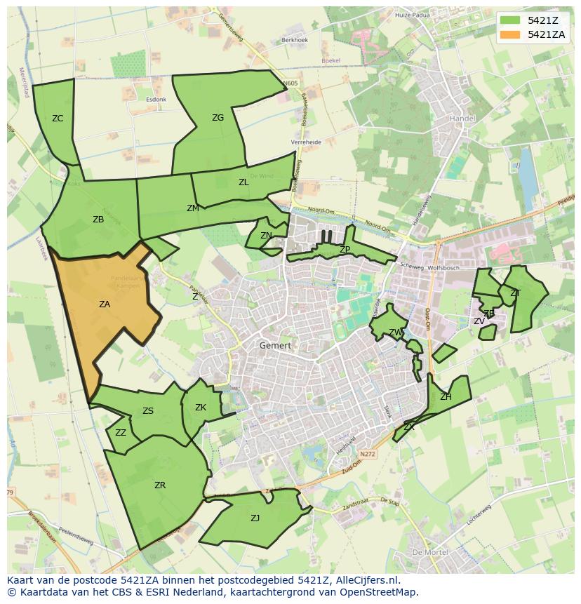Afbeelding van het postcodegebied 5421 ZA op de kaart.