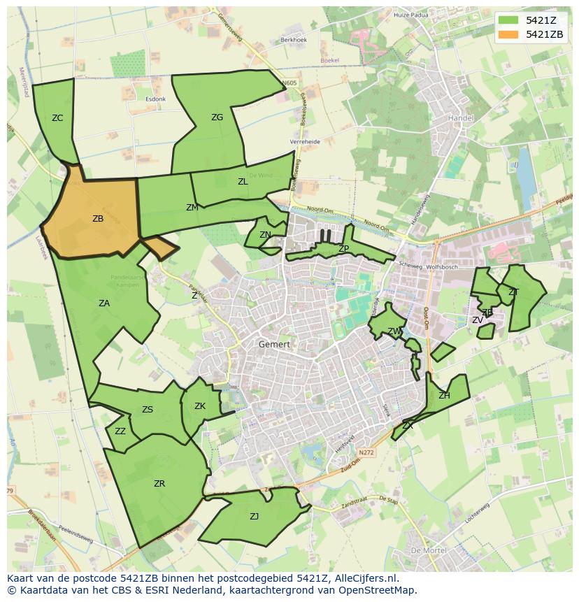 Afbeelding van het postcodegebied 5421 ZB op de kaart.