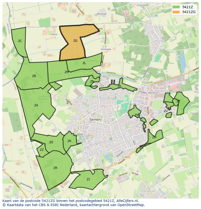 Afbeelding van het postcodegebied 5421 ZG op de kaart.
