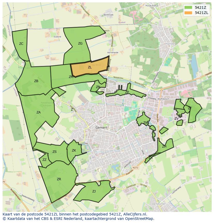 Afbeelding van het postcodegebied 5421 ZL op de kaart.