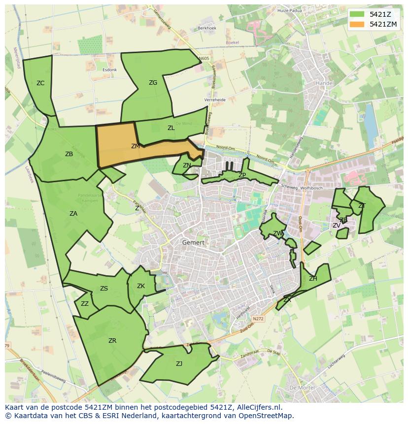 Afbeelding van het postcodegebied 5421 ZM op de kaart.