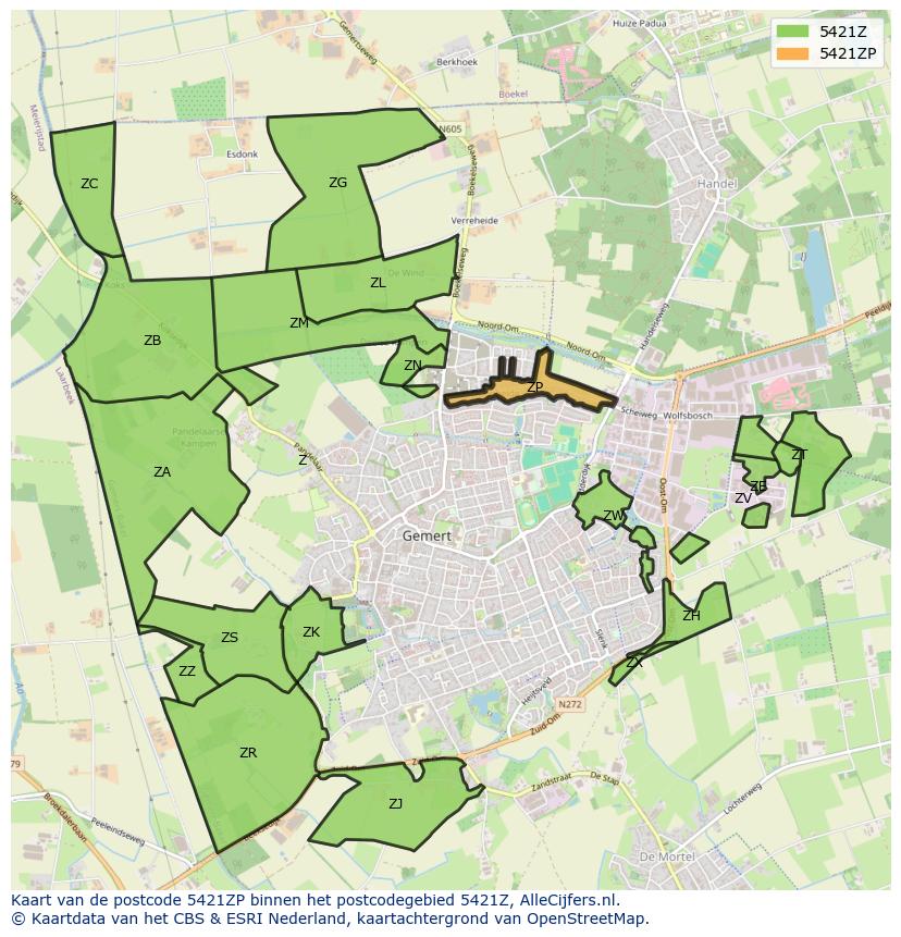 Afbeelding van het postcodegebied 5421 ZP op de kaart.