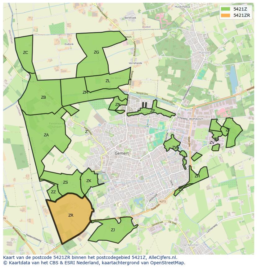 Afbeelding van het postcodegebied 5421 ZR op de kaart.