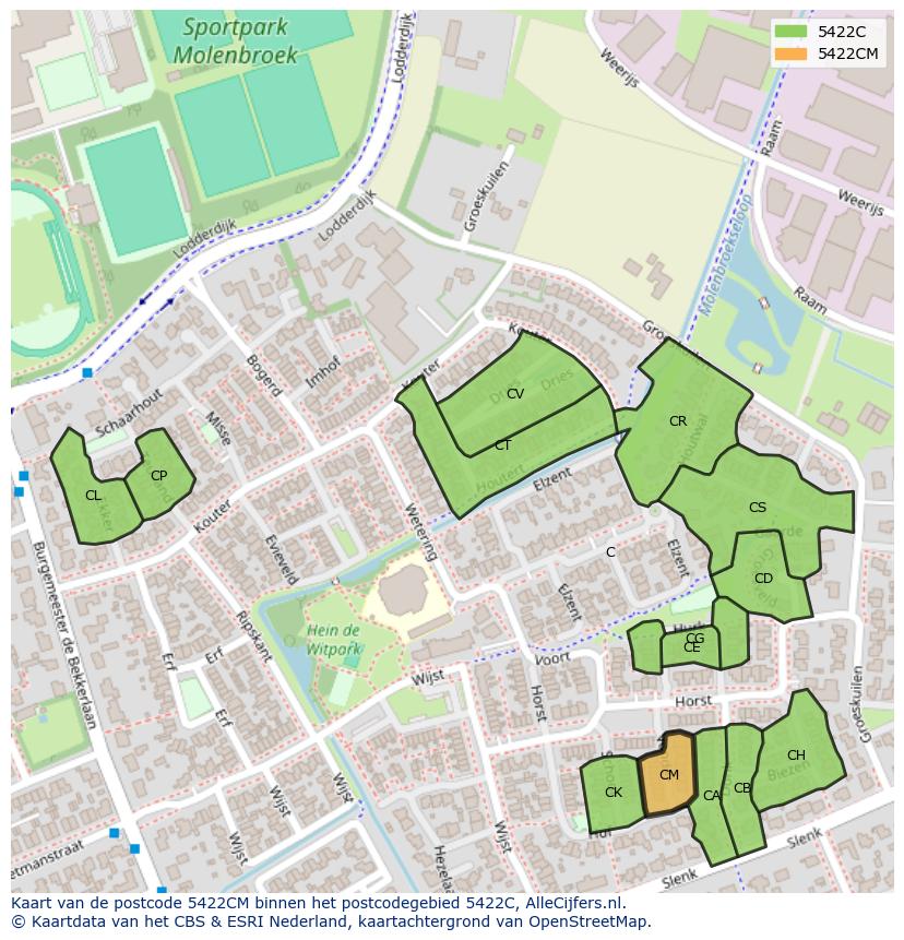Afbeelding van het postcodegebied 5422 CM op de kaart.