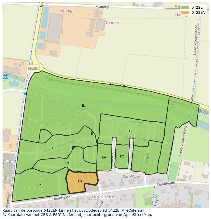 Afbeelding van het postcodegebied 5422 EN op de kaart.
