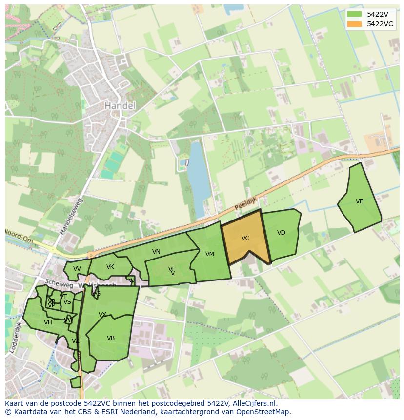 Afbeelding van het postcodegebied 5422 VC op de kaart.