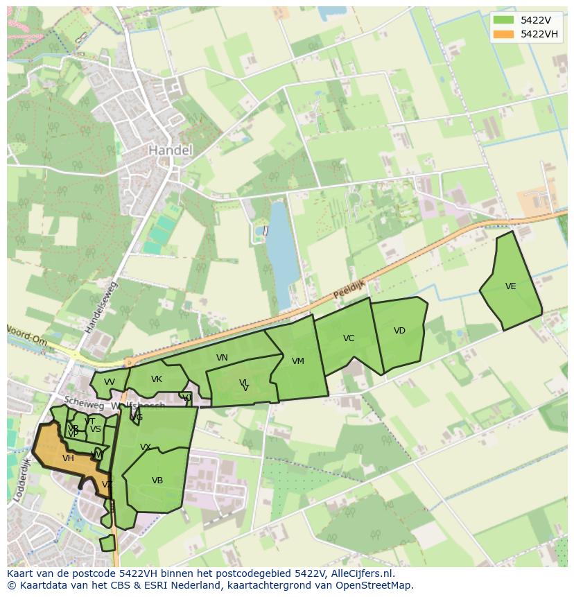 Afbeelding van het postcodegebied 5422 VH op de kaart.