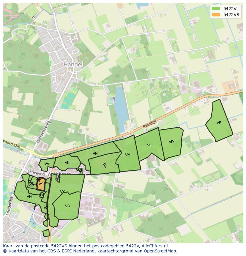 Afbeelding van het postcodegebied 5422 VS op de kaart.