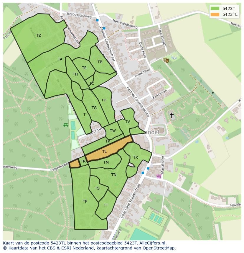 Afbeelding van het postcodegebied 5423 TL op de kaart.