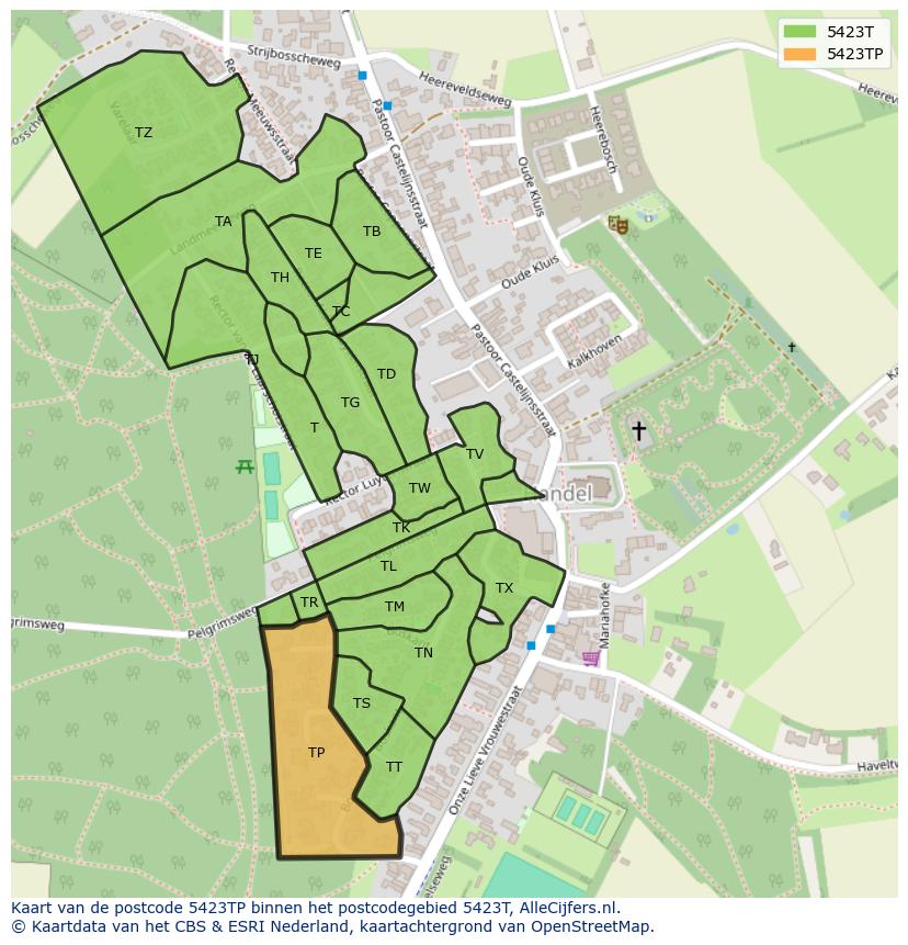 Afbeelding van het postcodegebied 5423 TP op de kaart.