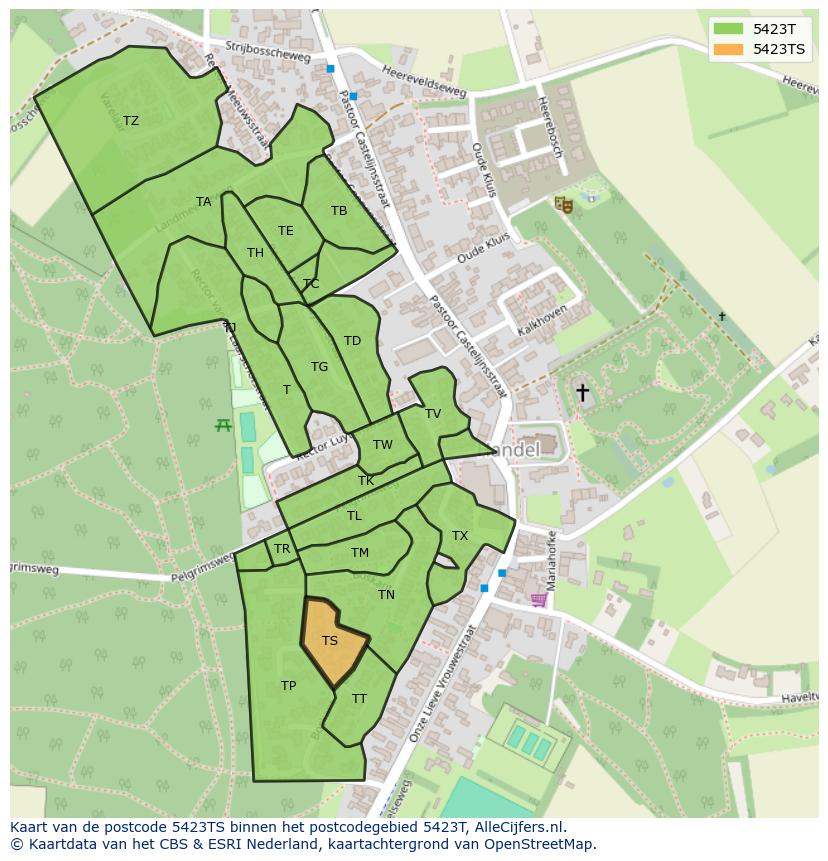 Afbeelding van het postcodegebied 5423 TS op de kaart.