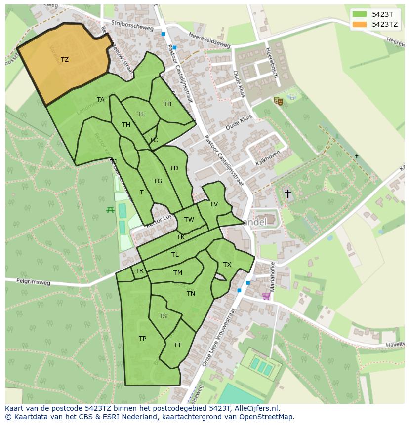 Afbeelding van het postcodegebied 5423 TZ op de kaart.